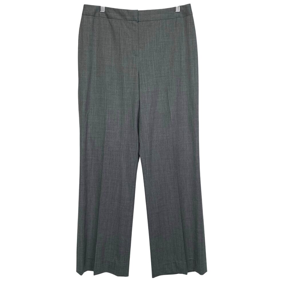 LAFAYETTE 148 Gray Wide Leg Trousers Womens Sz 10 Dressy Menswear Career Pants